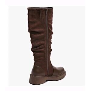 Carlkarida Riding Boots Grey/brown with Side Zipper Durable and Elegant 8.5